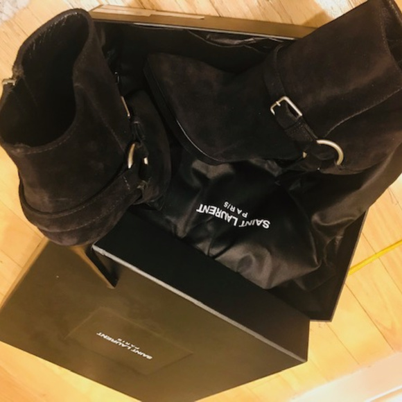 Yves Saint Laurent Suede Platform Booties - Picture 4 of 5